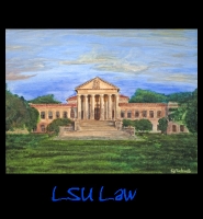 LSU Law - 24x30 Acrylic on Stretched Canvas in Antiqued Silver Frame (frame not shown) - Painting by Greg Schwab